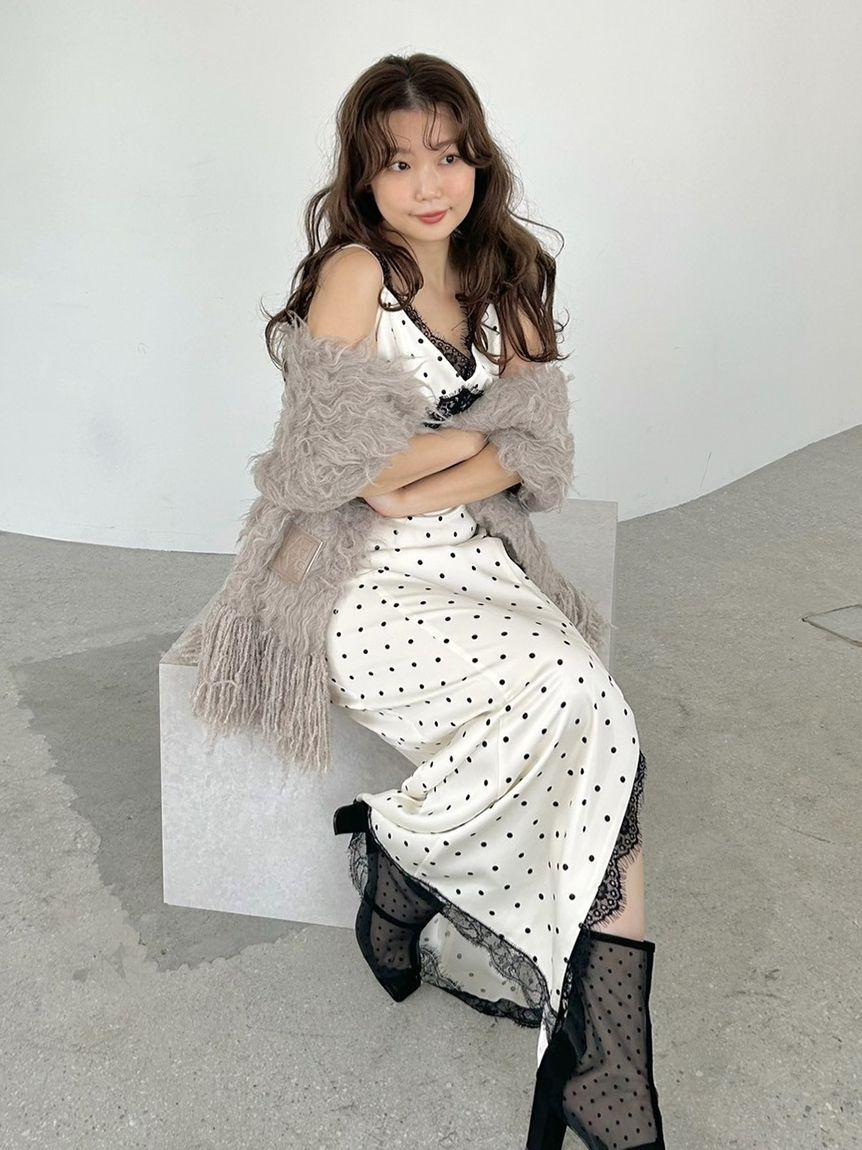 FRAY I.D「【限定カラー】レーストリムキャミワンピース」|ワンピース|