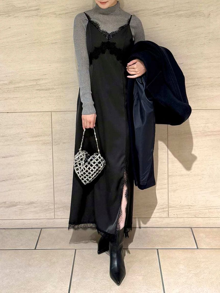 FRAY I.D「【限定カラー】レーストリムキャミワンピース」|ワンピース|