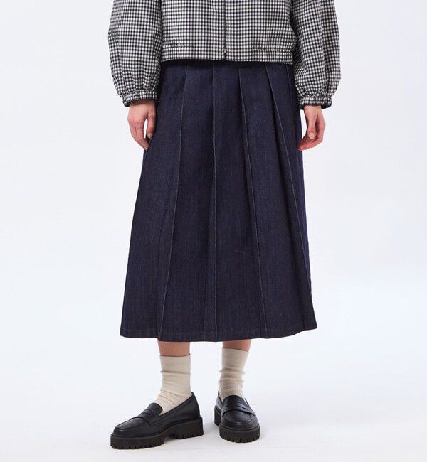 MACKINTOSH PHILOSOPHY「コットンデニムプリーツスカート」|スカート|ネイビー