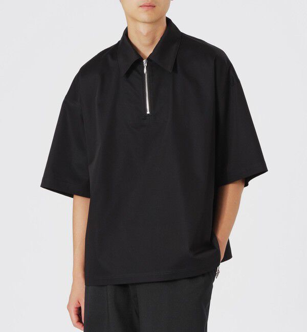  「シャンブレーサテンハーフジップポロ」|シャツ・ブラウス|