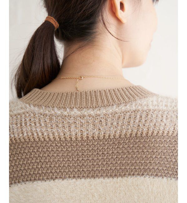 ikka「フェザー切り替えボーダーニットプルオーバー」|プルオーバー|