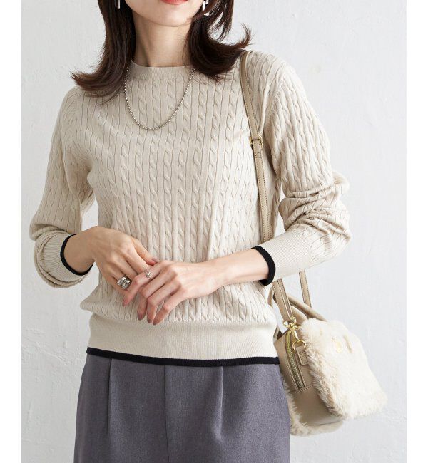 IKKA LOUNGE「ミニケーブルニットプルオーバー」|プルオーバー|オフホワイト