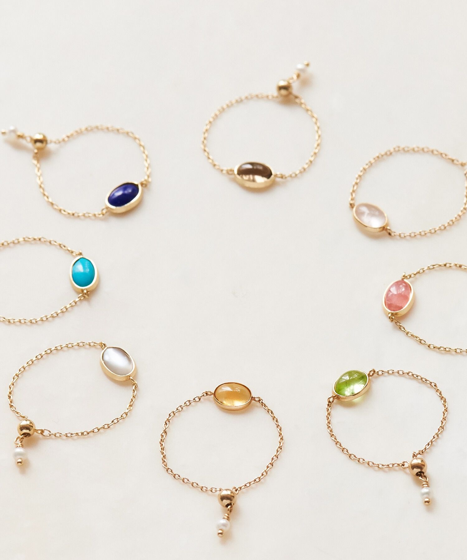 JUPITER「【K10】天然石チェーンリング/シトリン　17号サイズまで調整可」|リング|