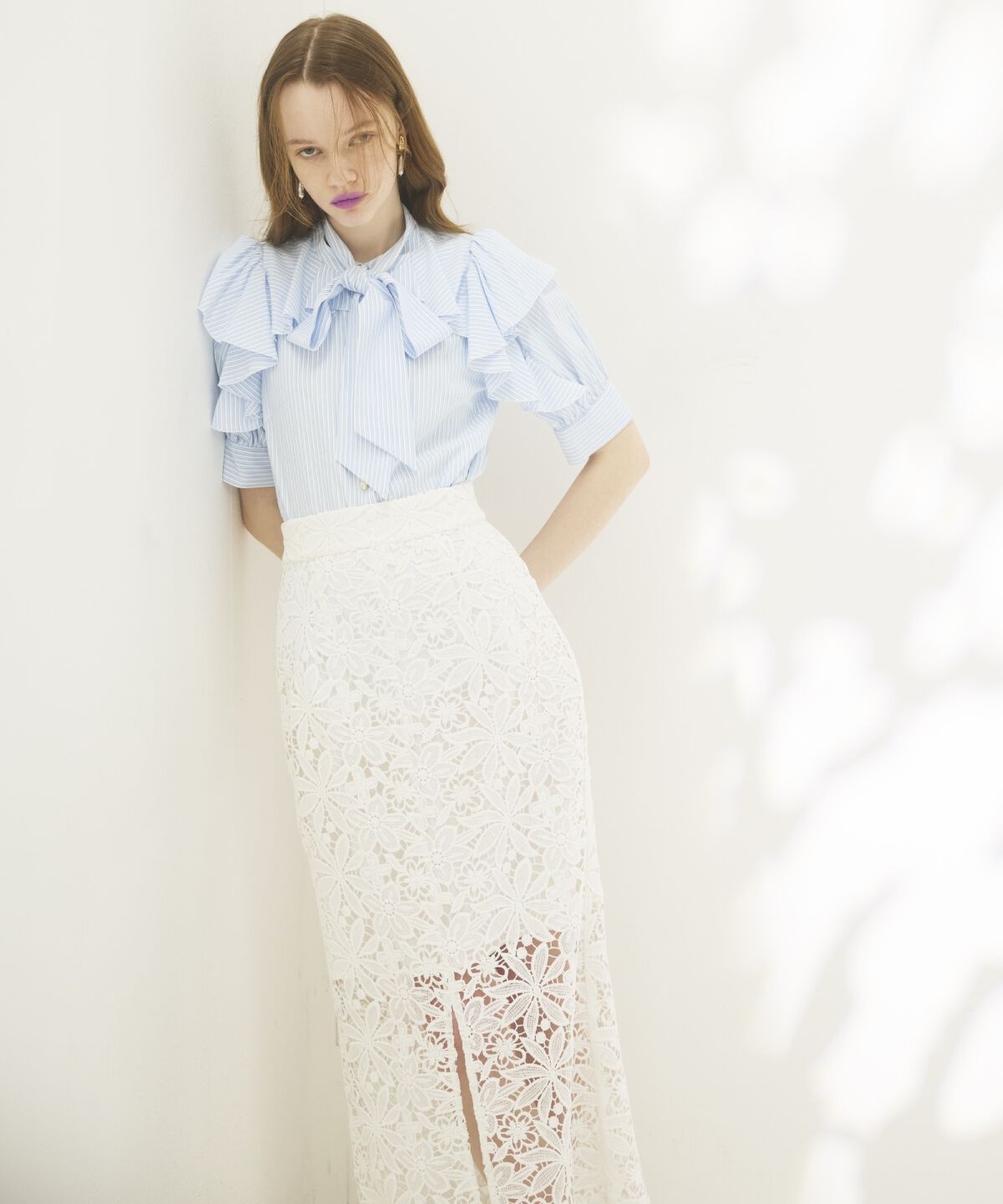 アンドクチュール「ケミカルレースタイトスカート」|タイト|