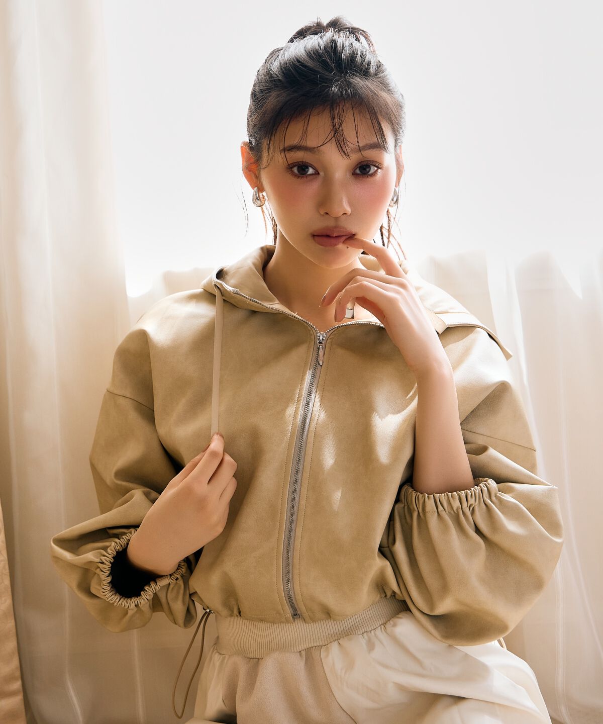 アンドクチュール「フェイクレザーブルゾン」|ブルゾン・スタジャン|