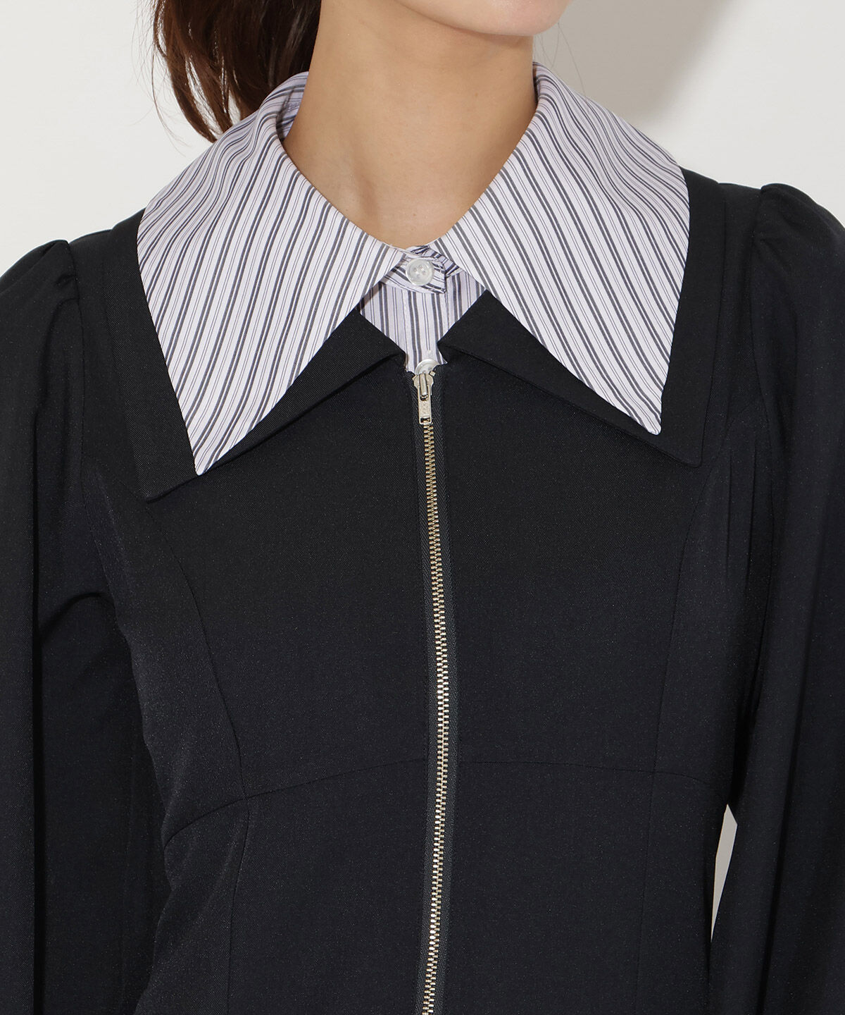 アンドクチュール「レイヤード襟フロントZIPワンピース」|ワンピース|