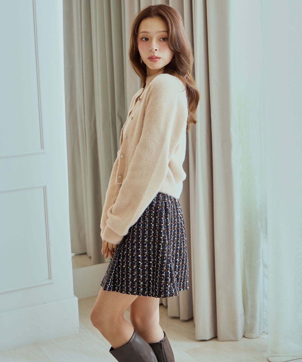 アンドクチュール「ラメフェザーニットアンサンブル」|カーディガン|