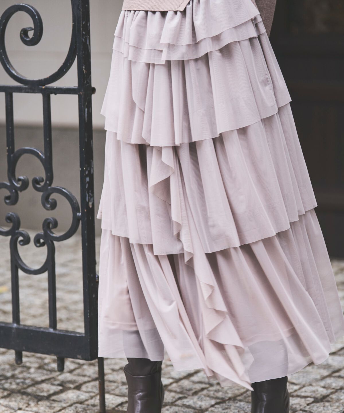 アンドクチュール「チュールティアードスカート」|フレア|