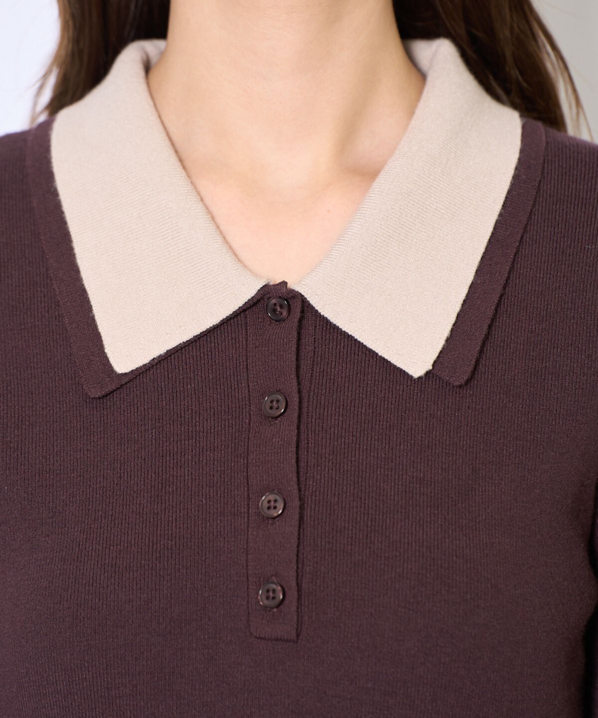 アンドクチュール「バイカラーポロニットフレアミニワンピース」|ワンピース|