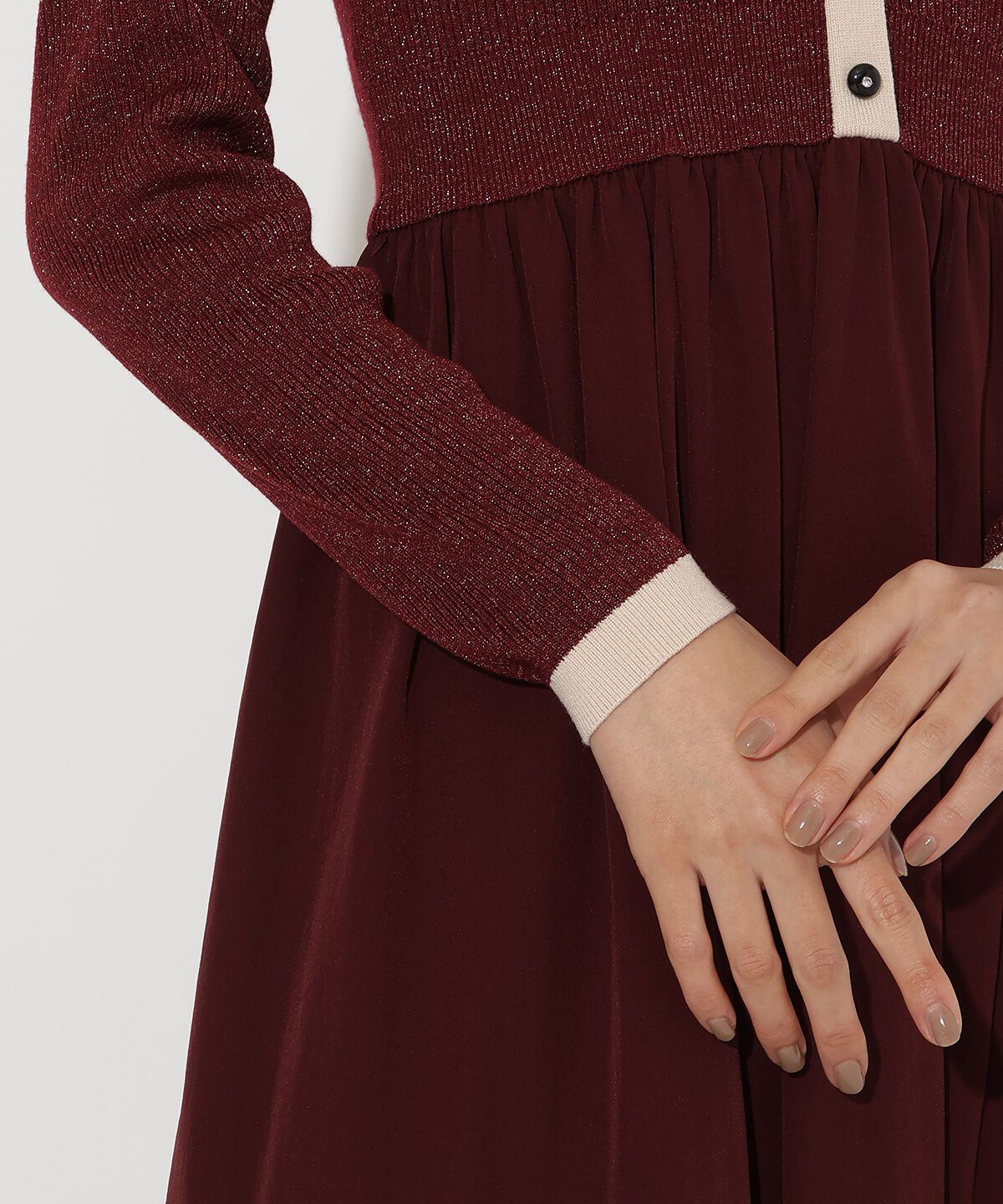 アンドクチュール「ラメ入り配色ドッキングワンピース」|ワンピース|