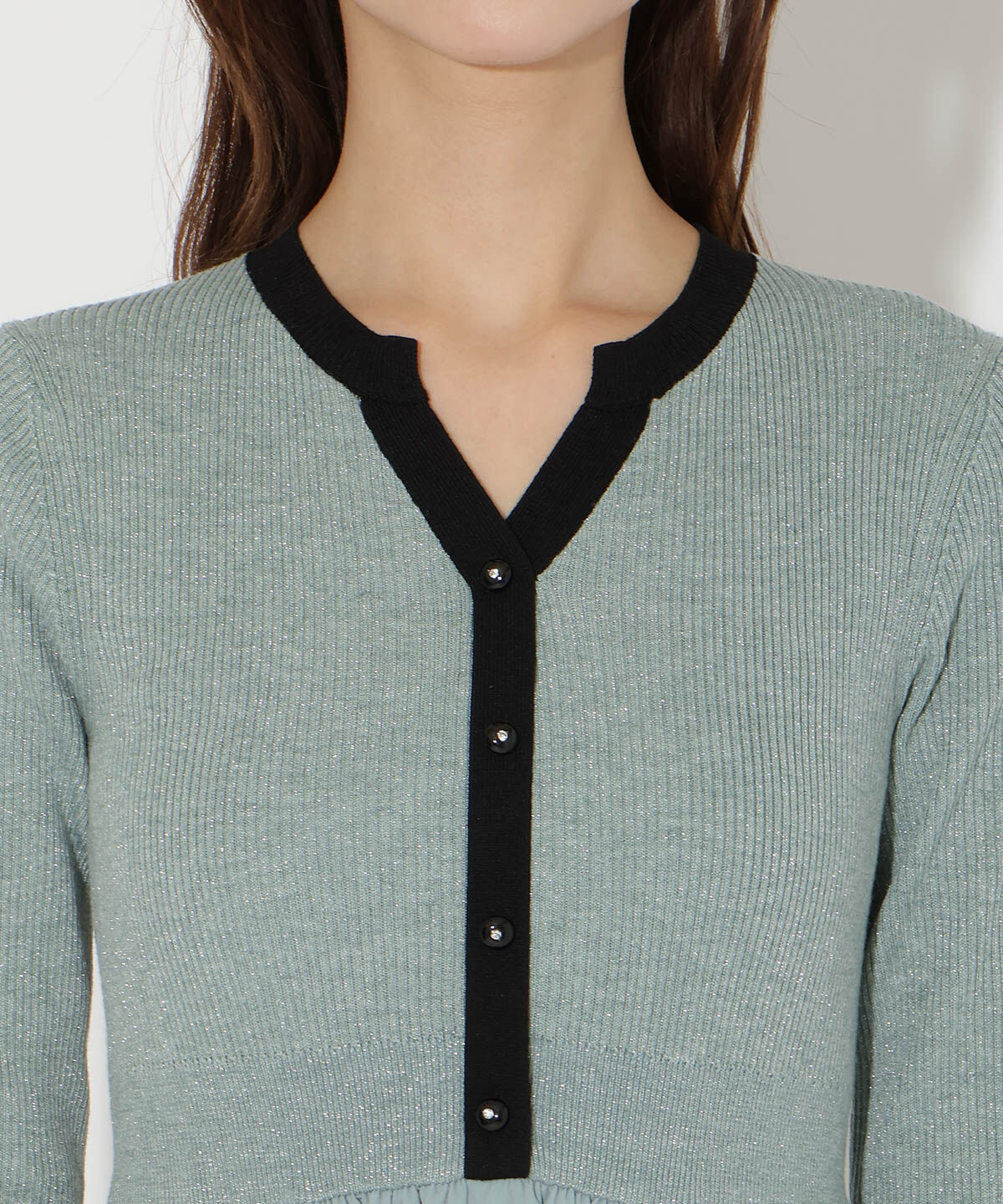 アンドクチュール「ラメ入り配色ドッキングワンピース」|ワンピース|