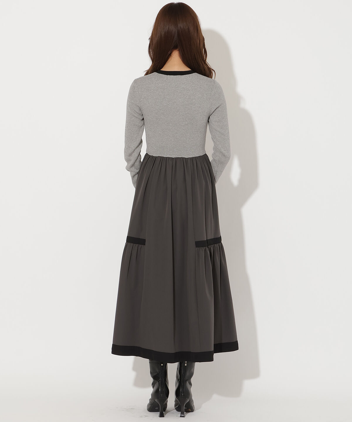 アンドクチュール「ラメ入り配色ドッキングワンピース」|ワンピース|