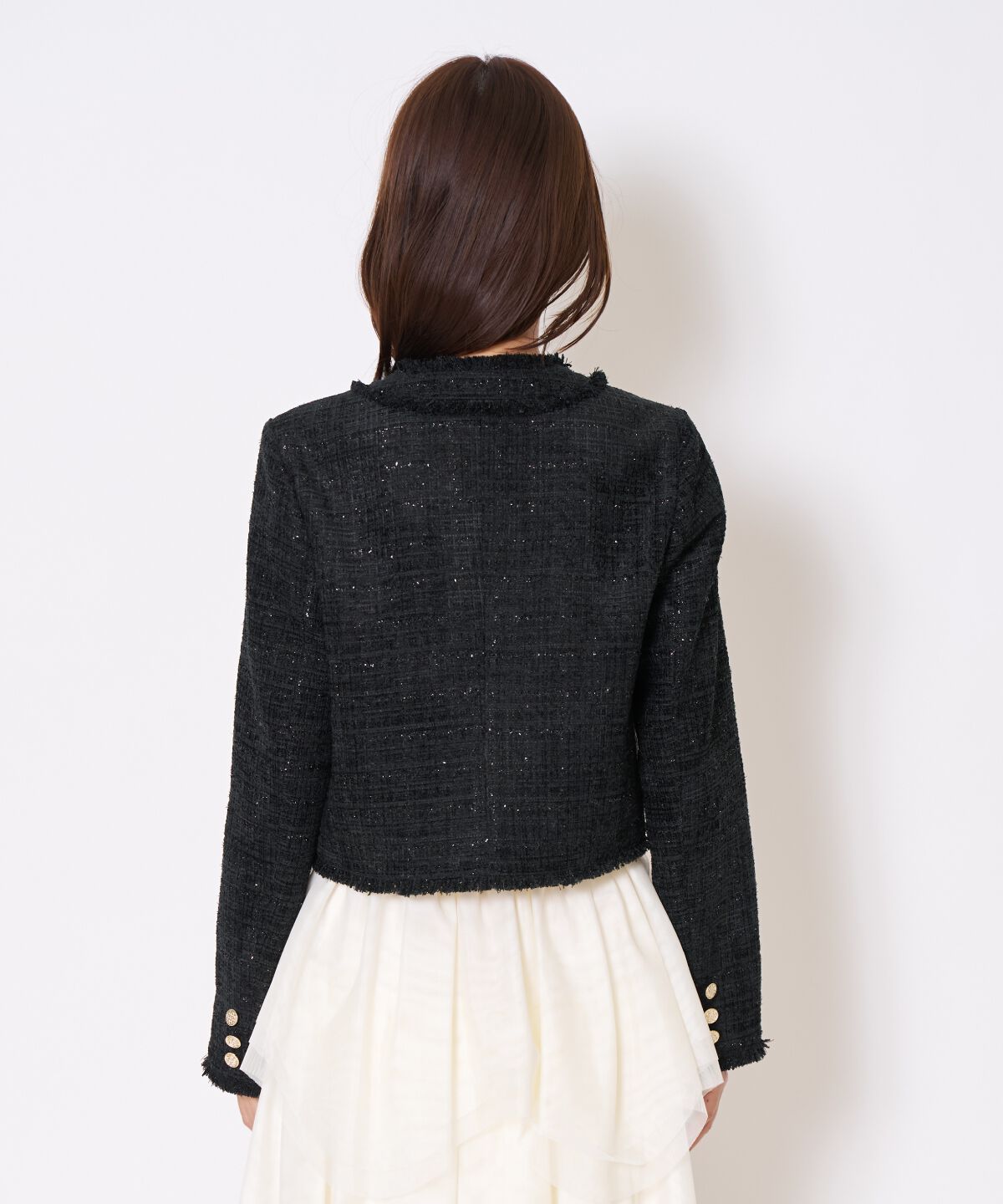 アンドクチュール「ツイードジャケット」|ノーカラージャケット|
