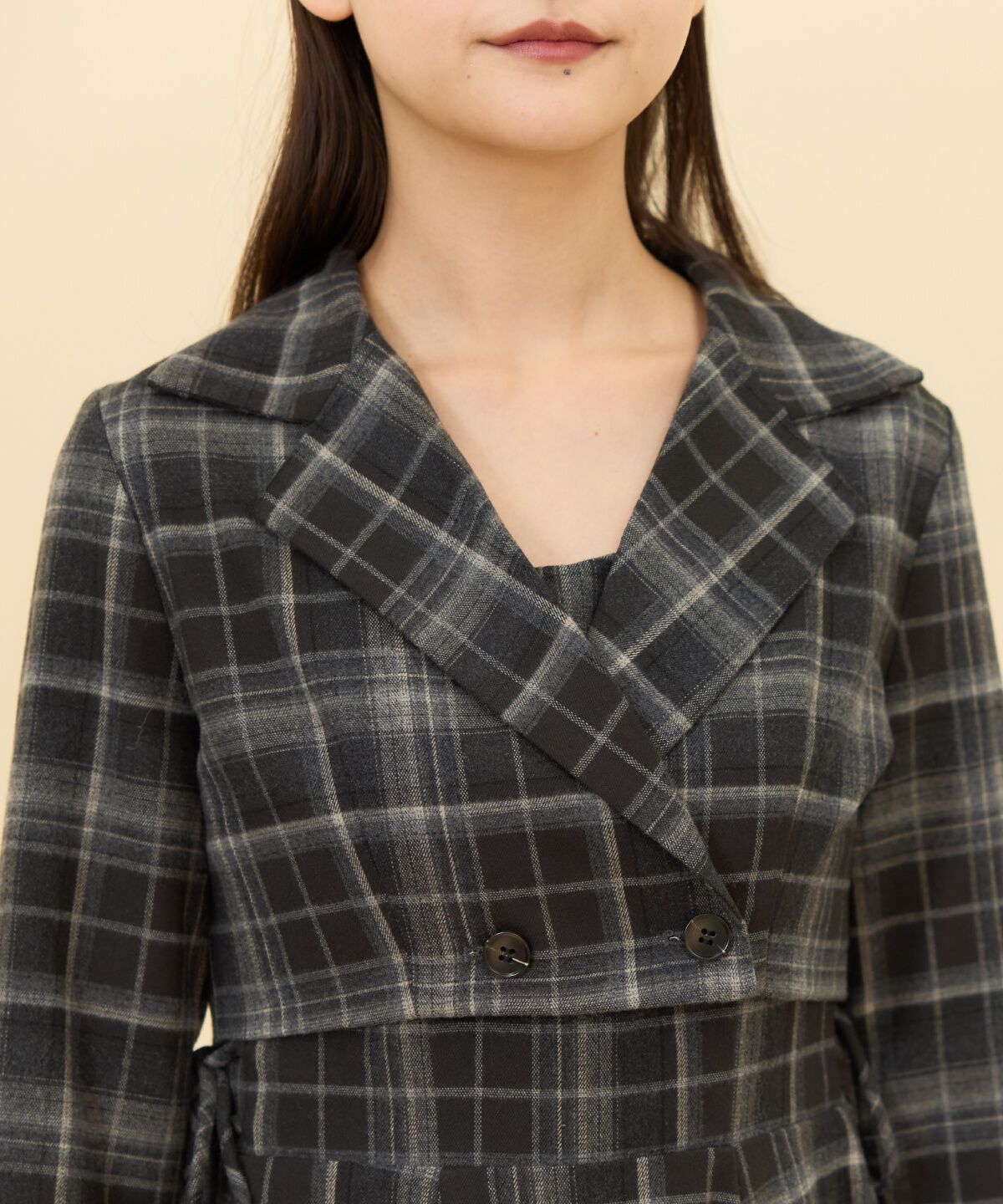 REDYAZEL「チェックショートダブルジャケット」|テーラードジャケット|