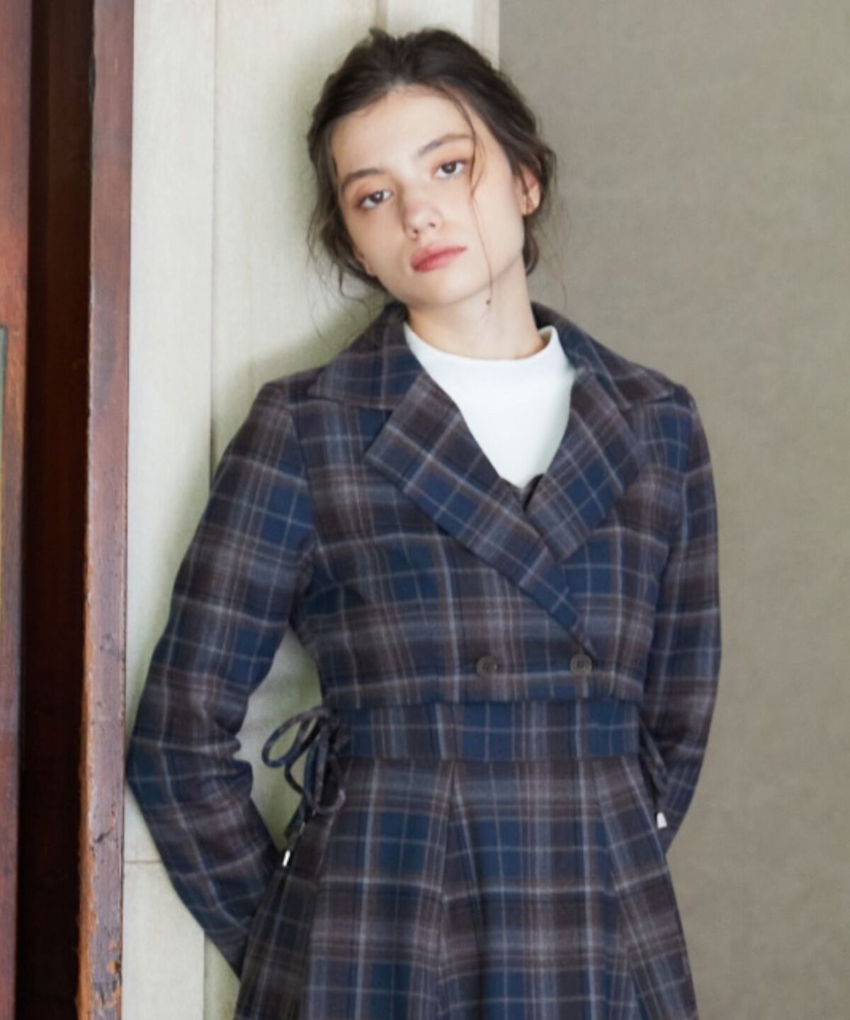 REDYAZEL「チェックショートダブルジャケット」|テーラードジャケット|