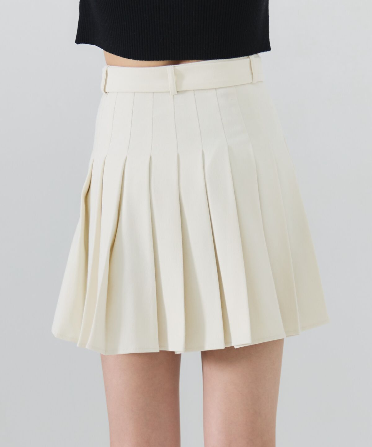 REDYAZEL「ベルテッドプリーツミニスカート」|フレア|