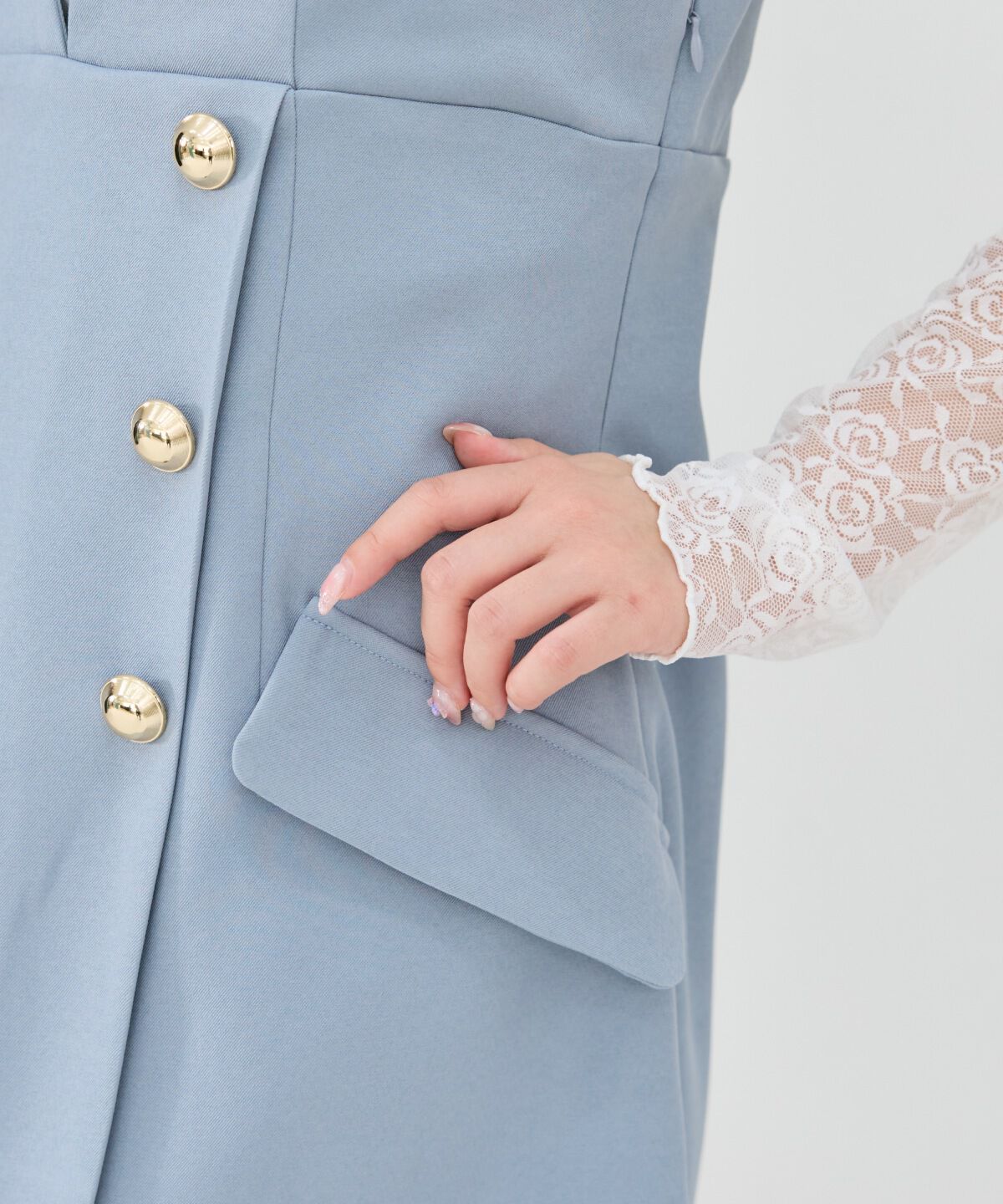 REDYAZEL「ダブルボタンミニジャンパースカート」|ジャンパースカート|