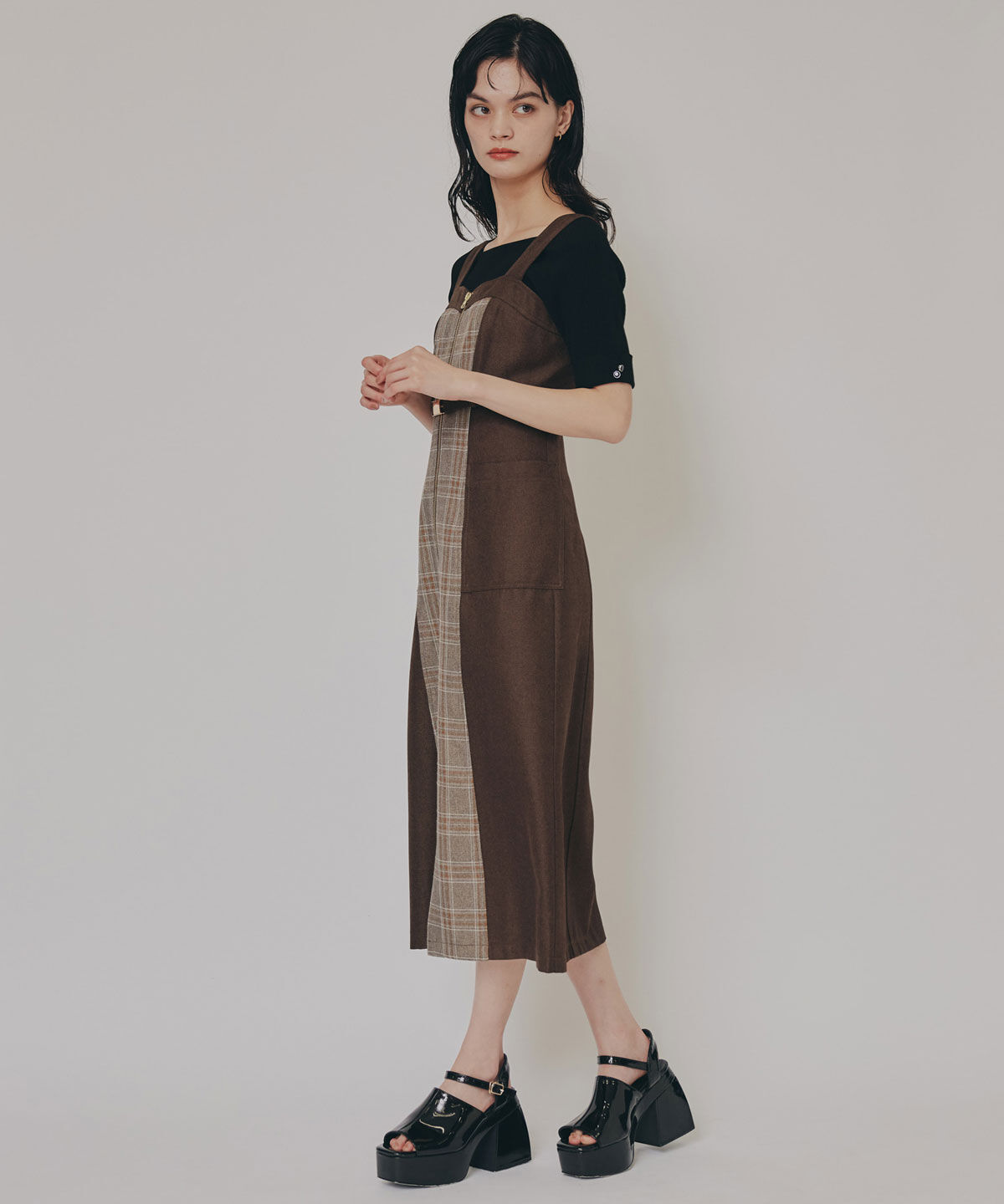 REDYAZEL「フロントジップバイカラーチェックワンピース」|ワンピース|