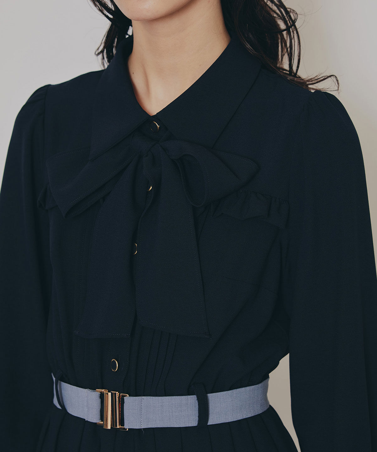 REDYAZEL「プリーツボウタイシャツロングワンピース」|ワンピース|