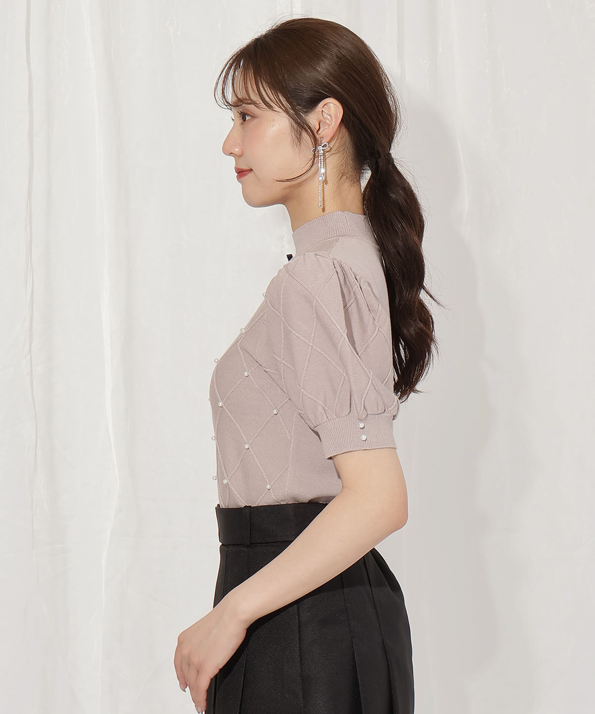 WILLSELECTION「ダイヤ柄パールパフニット」|ニット・セーター|