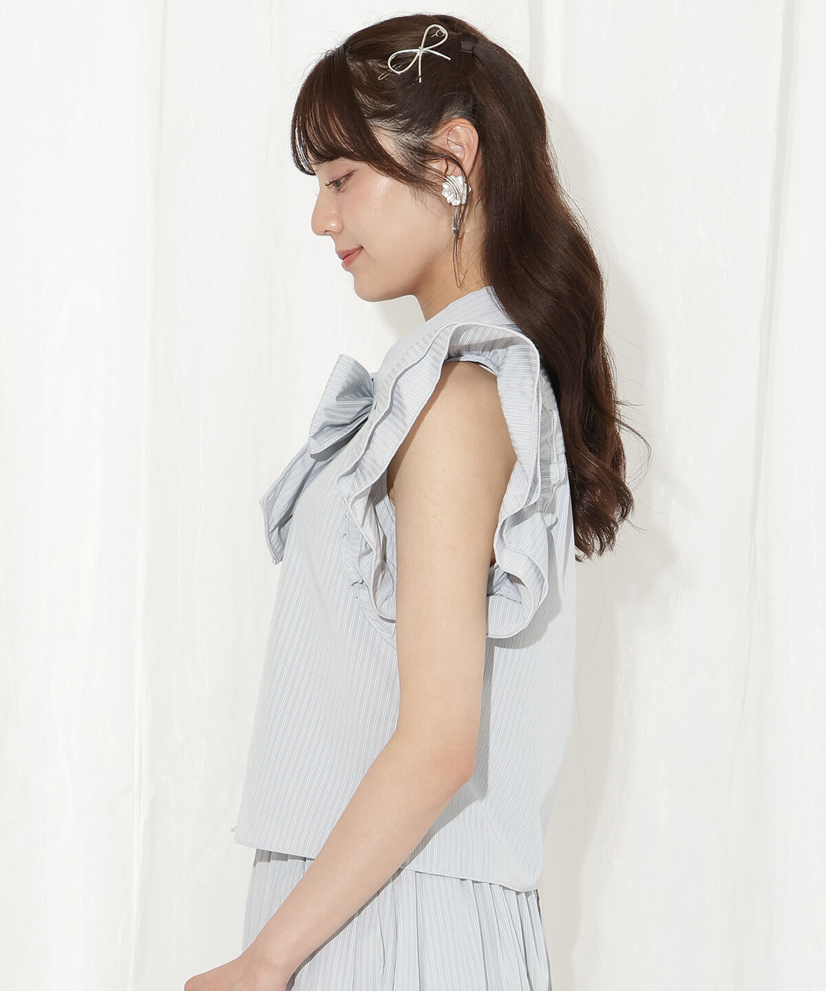 WILLSELECTION「刺繍入りボウタイストライプブラウス」|シャツ・ブラウス|