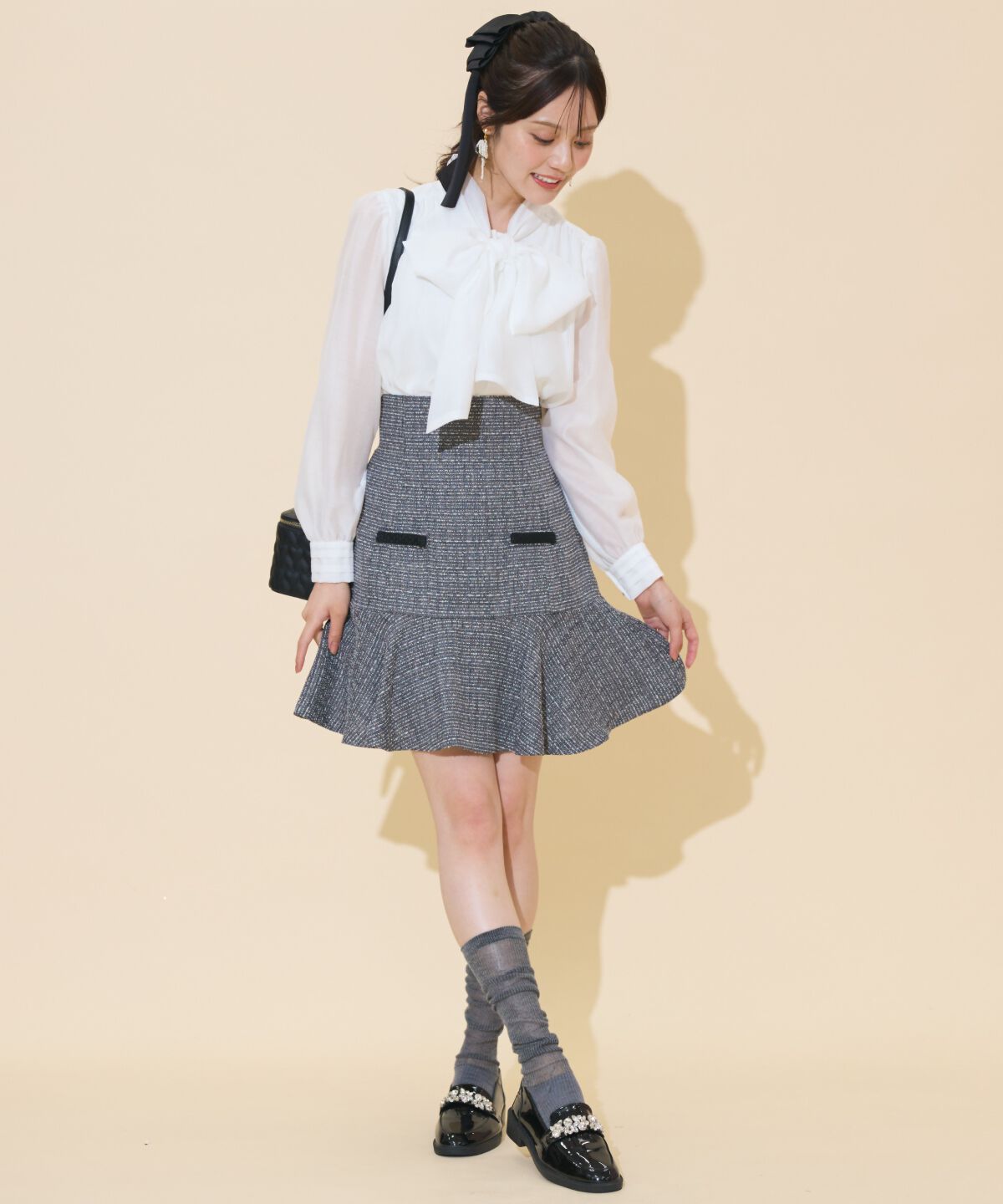 WILLSELECTION「ブレードデザインツイードミニスカート」|フレア|