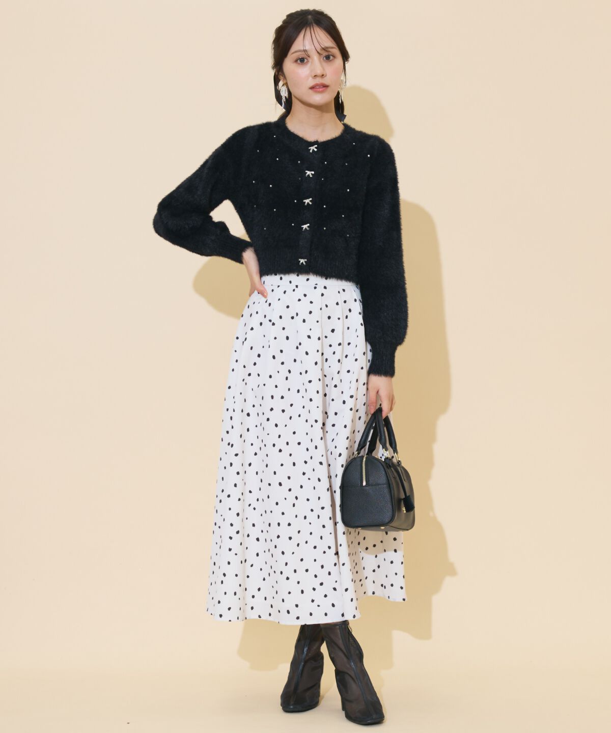 WILLSELECTION「ダルメシアンプリントボリュームタックスカート」|フレア|