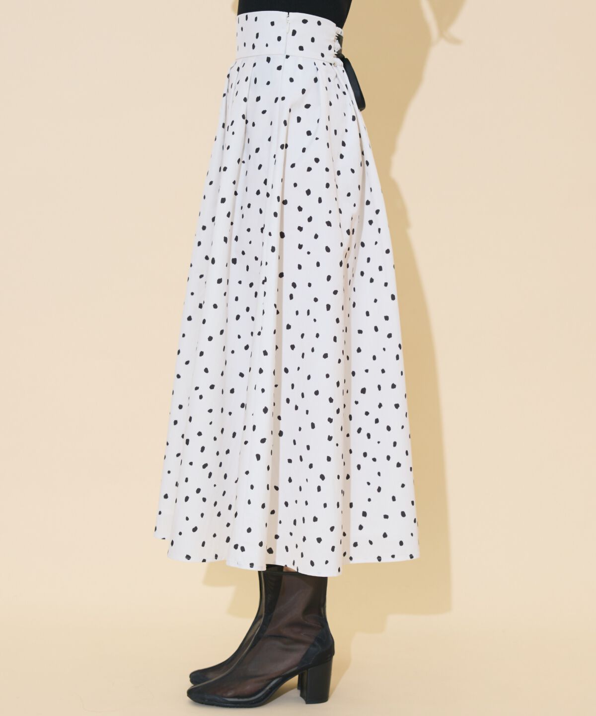 WILLSELECTION「ダルメシアンプリントボリュームタックスカート」|フレア|