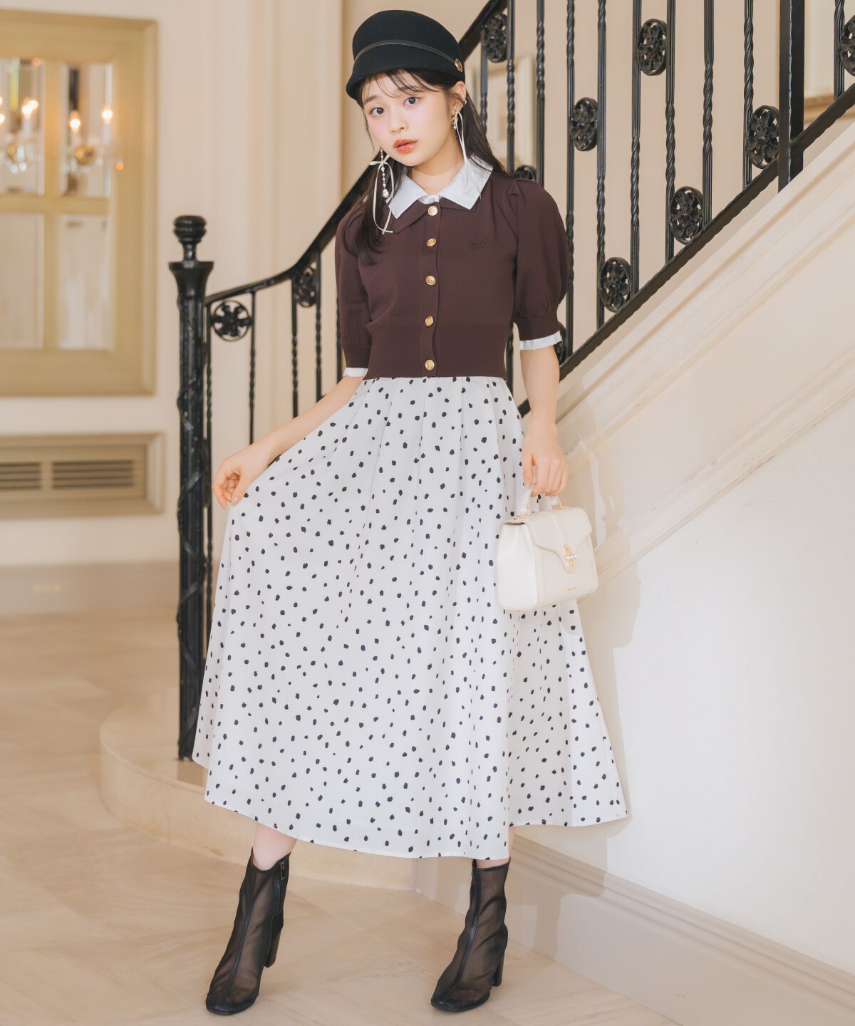 WILLSELECTION「ダルメシアンプリントボリュームタックスカート」|フレア|