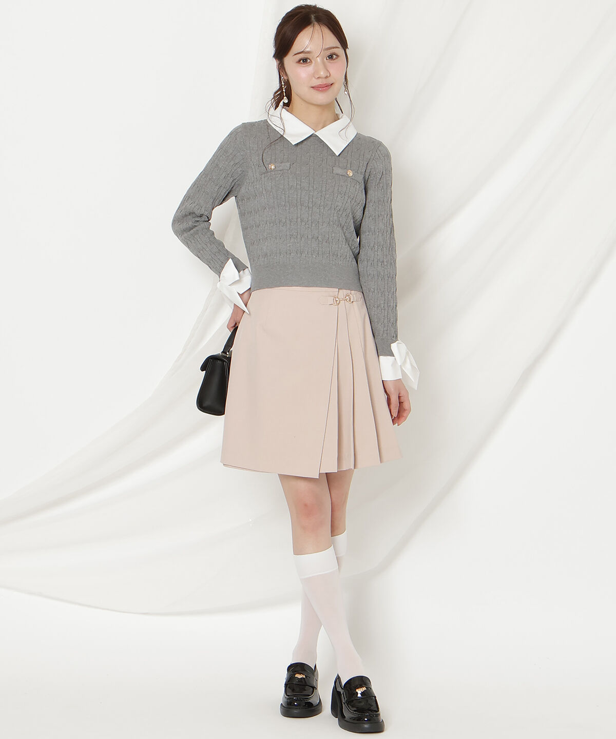 WILLSELECTION「ビットデザインプリーツミニスカパン」|フレア|ピンク