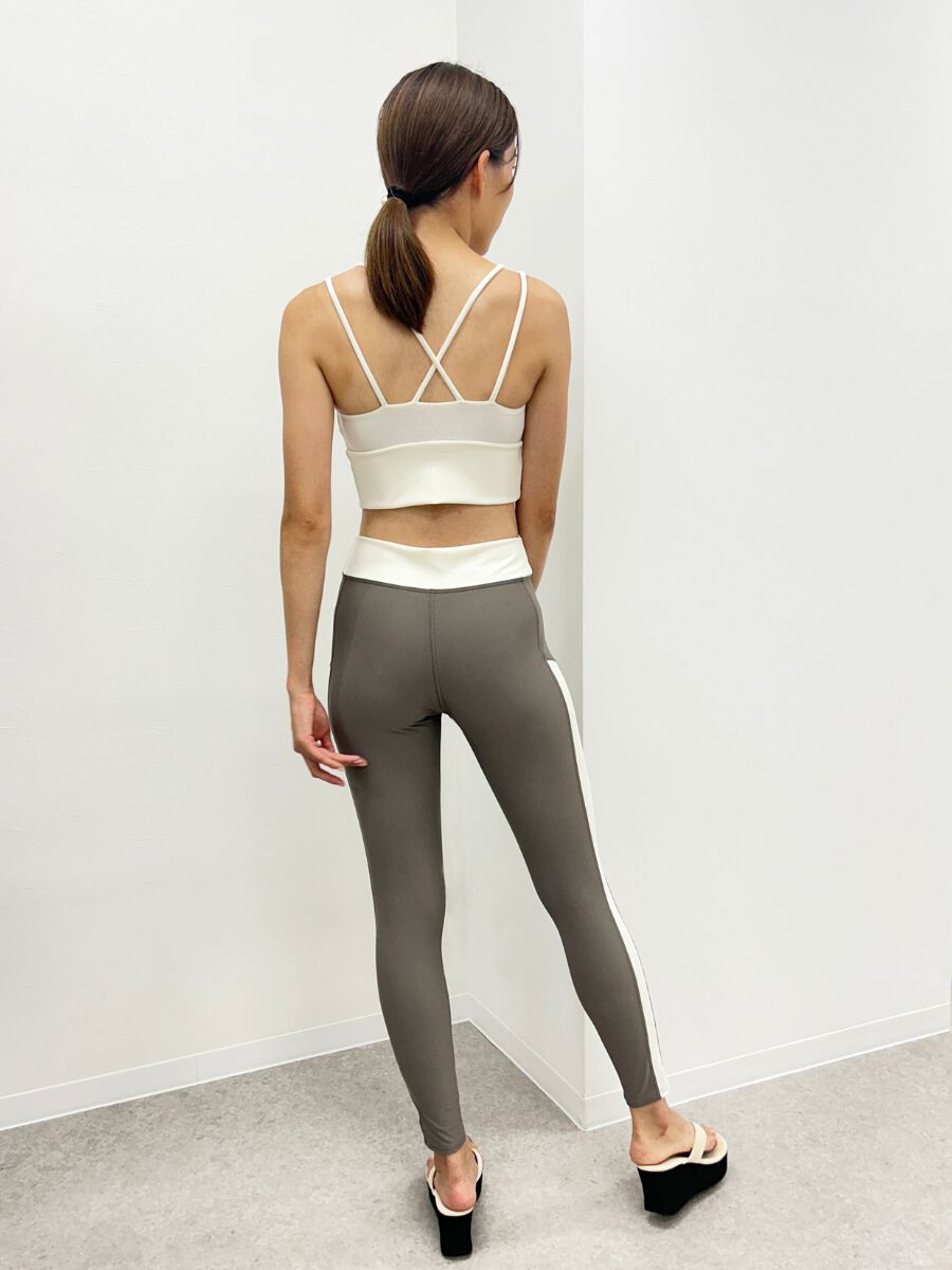 ALBOVE「バイカラー異素材ミックスデザインレギンス」|ショーツ|