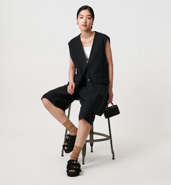 UNITED ARROWS「フェイクファー 2ライン スタッズ サンダル」|サンダル|