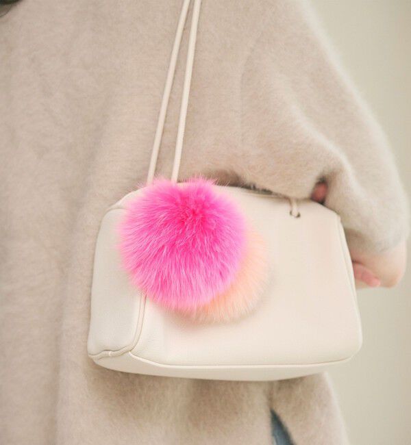 UNITED ARROWS「ファー ポンポン チャーム」|チャーム・キーホルダー|PINK