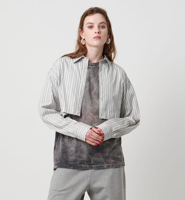 ASTRAET「＜ASTRAET＞ストライプ クロップド レギュラーカラーシャツ」|シャツ・ブラウス|