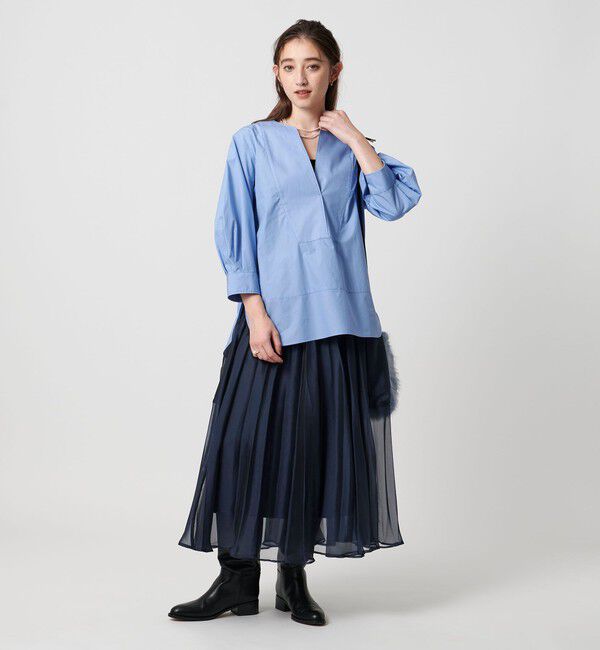 UNITED ARROWS「シャンブレー オーガンザ ポケット スカート」|スカート|