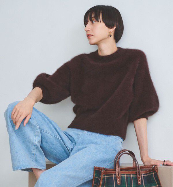 UNITED ARROWS「フォックスカシミヤ パフ ハーフスリーブ ニット」|ニット・セーター|