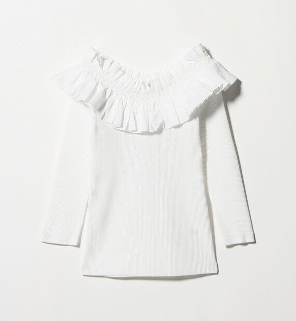 UNITED ARROWS「ギャザー オフショルダー 7分袖ニット ‐ウォッシャブル‐」|ニット・セーター|