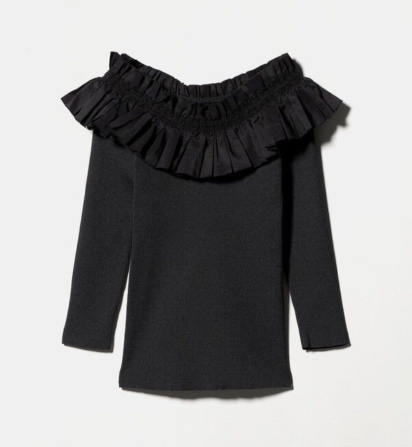 UNITED ARROWS「ギャザー オフショルダー 7分袖ニット ‐ウォッシャブル‐」|ニット・セーター|