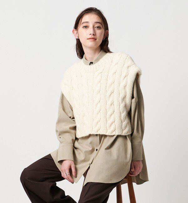 UNITED ARROWS「＜SACRA＞ケーブル ニット ベスト」|ベスト・ジレ|OFF WHITE