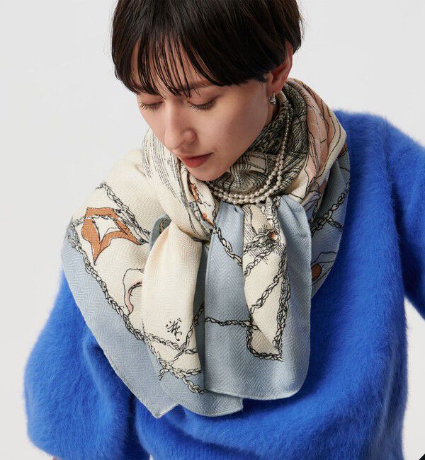 UNITED ARROWS「【一部別注】＜manipuri＞W/SI ストール 25FW」|ストール|LT.BLUE