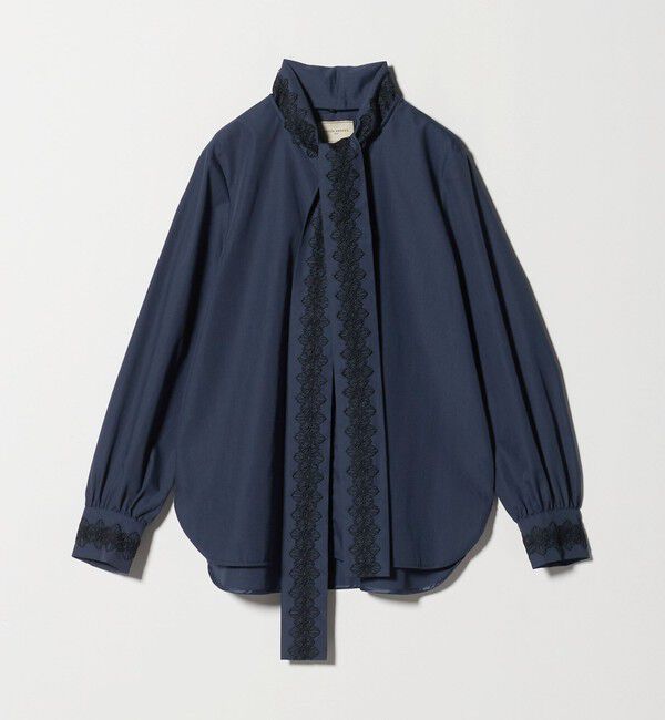 UNITED ARROWS「レース コンビ ボウタイ リボン ブラウス ‐ウォッシャブル‐」|シャツ・ブラウス|