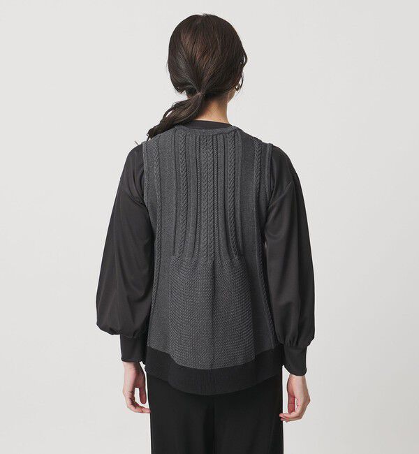UNITED ARROWS「ケーブル ペプラム ノースリーブ ニット ベスト ‐ウォッシャブル‐」|ベスト・ジレ|