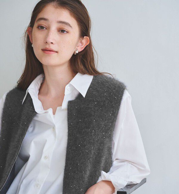 UNITED ARROWS「フォックスカシミヤ スパンコール ジップ ベスト」|ベスト・ジレ|