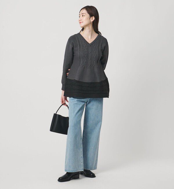 UNITED ARROWS「ケーブル Vネック ニット ‐ウォッシャブル‐」|ニット・セーター|