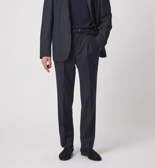 UNITED ARROWS「スリムテーパード サイドシャーリング 1プリーツ スラックス ストレッチ 防しわ」|スラックス|