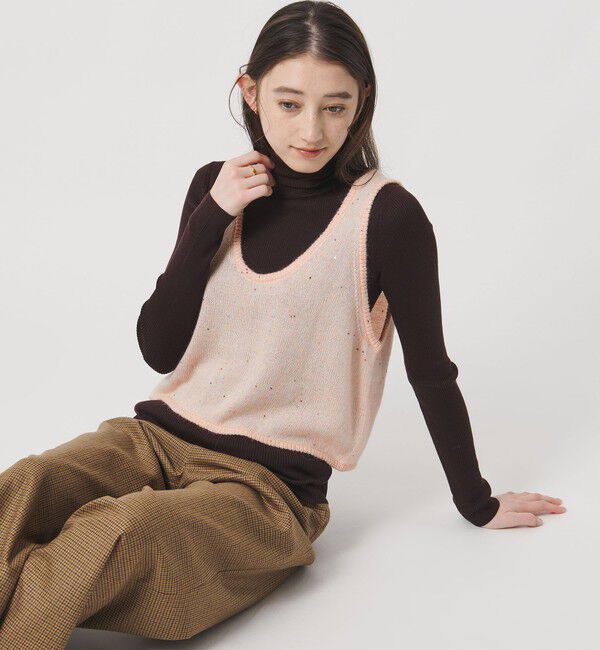 UNITED ARROWS「フラワー スパンコール ベスト」|ベスト・ジレ|LT.PINK