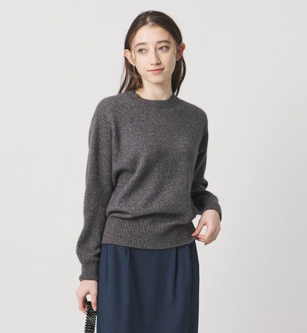 UNITED ARROWS「フォックス ウール ラメ クルーネック ニット」|ニット・セーター|DK.GRAY