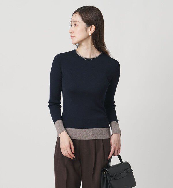 UNITED ARROWS「18G ウール リブ ニット」|ニット・セーター|NAVY