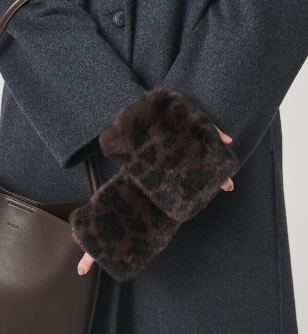 UNITED ARROWS「レッキスラビットファー フィンガーレスグローブ」|手袋|DK.BROWN