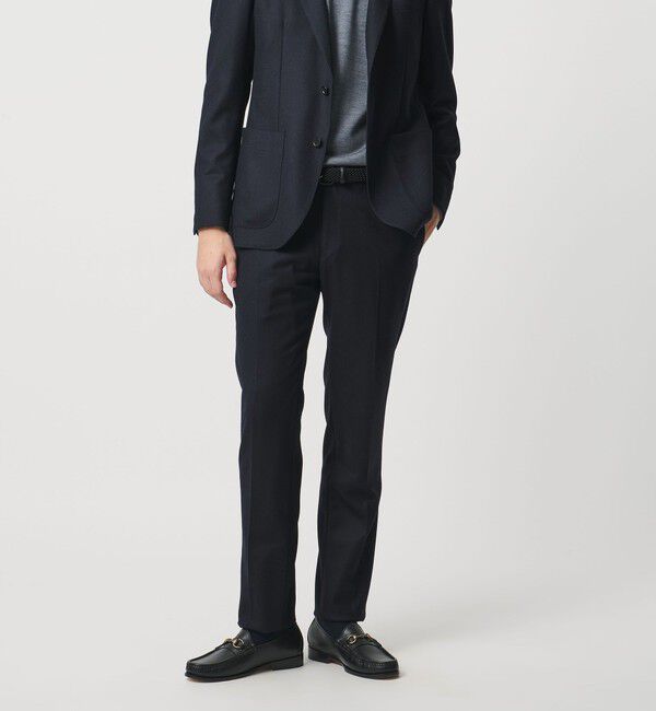 UNITED ARROWS「ストレッチフランネル ノープリーツ スラックス COMFORT EASY-MODEL ヨコストレッチ」|スーツ|NAVY